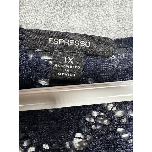 Espresso Brand 3/4 Button Tab Sleeve Navy Blue Nautical Top Womens Plus Size 1X - Picture 3 of 9